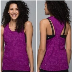 Lululemon Run For Days Racer Tank Top Camo Plum Women’s Size 6